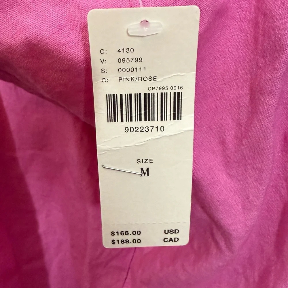 NWT Anthropologie Maeve Dafni Cutout Linen Midi Dress Medium Pink Red - Picture 5 of 5
